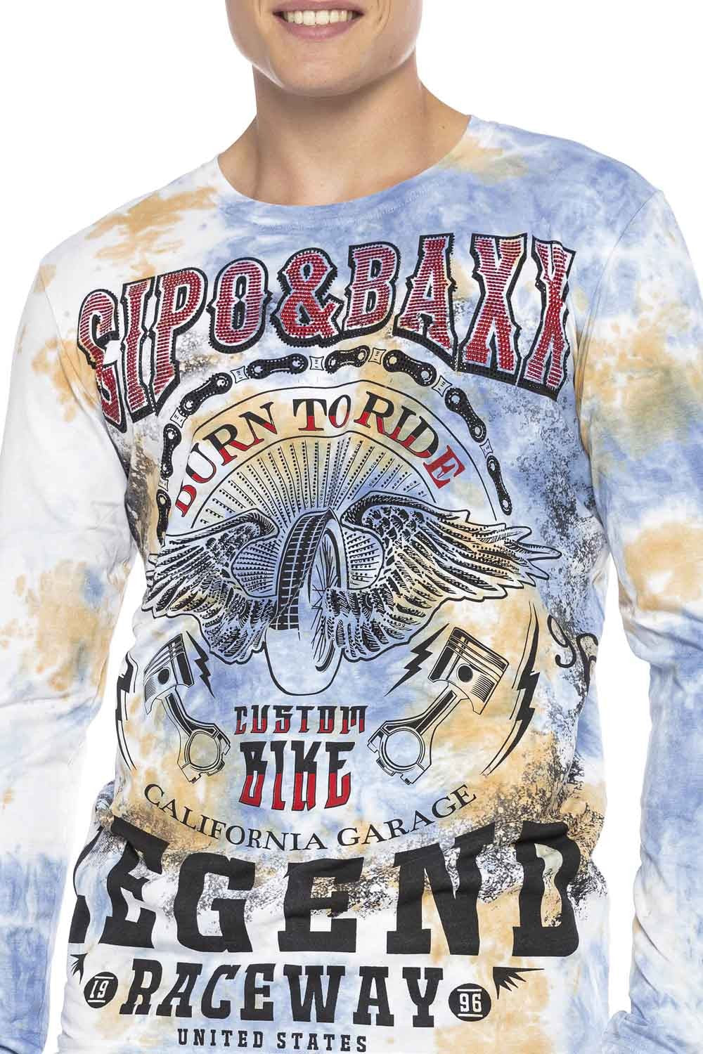 CL410 Biker Style Print Men's Long Sleeve T-Shirt