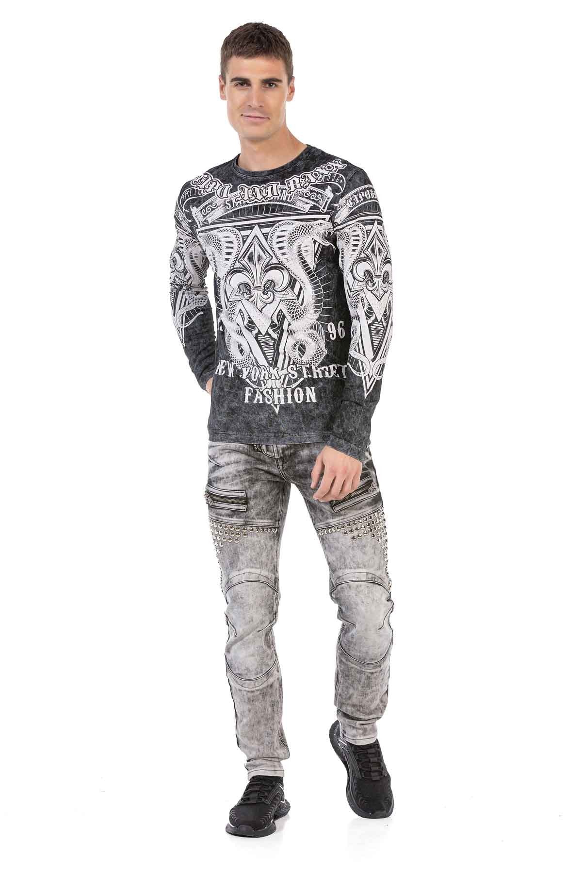 CL449 Washed Print Lightweight Men's Sweatshirt