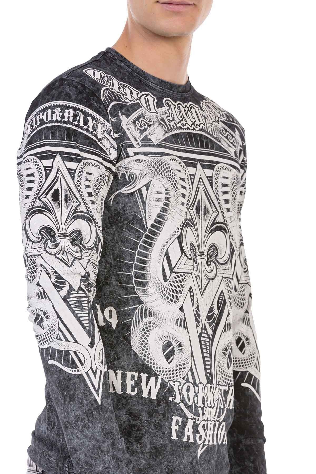 CL449 Washed Print Lightweight Men's Sweatshirt