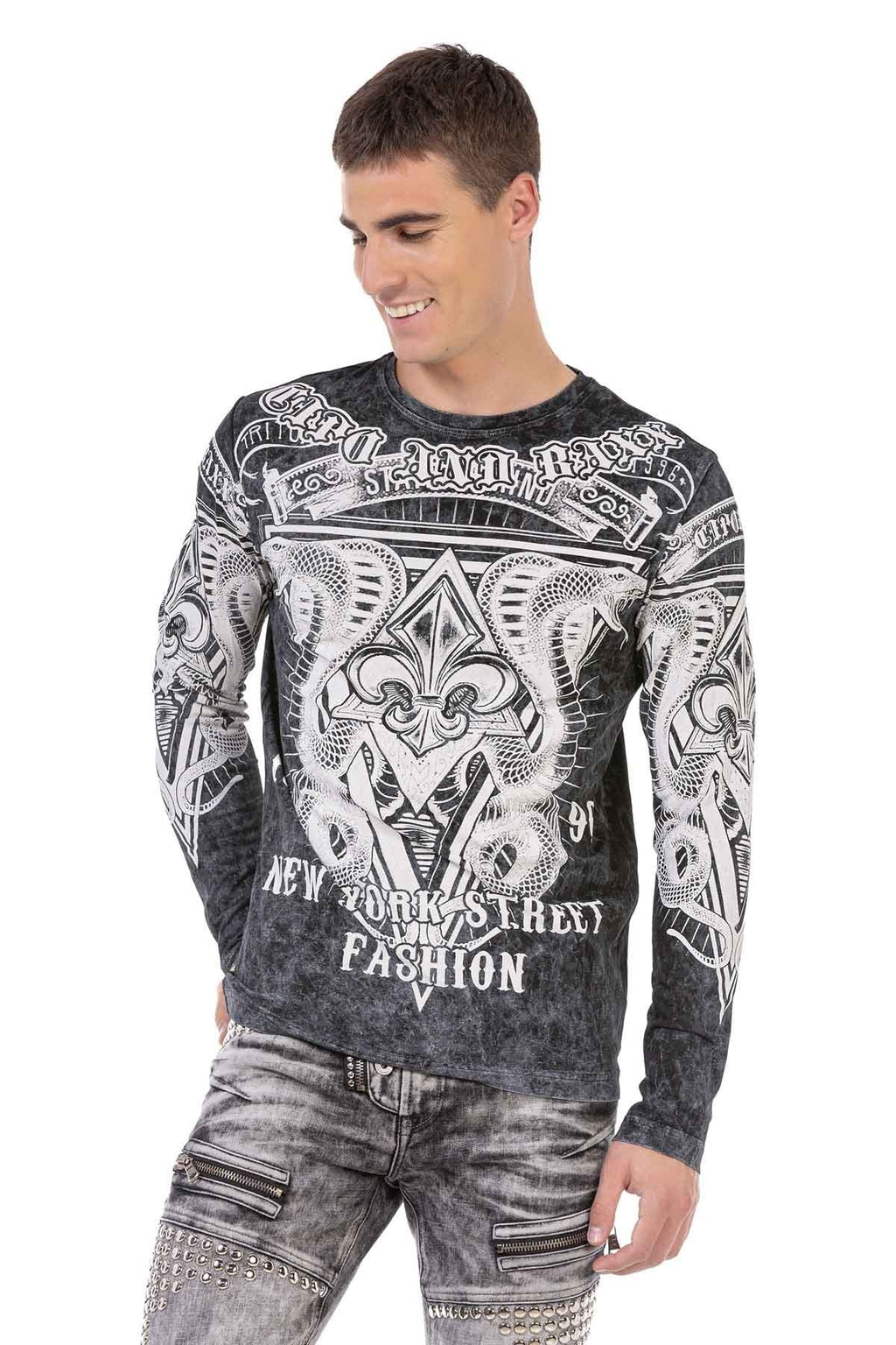 CL449 Washed Print Lightweight Men's Sweatshirt