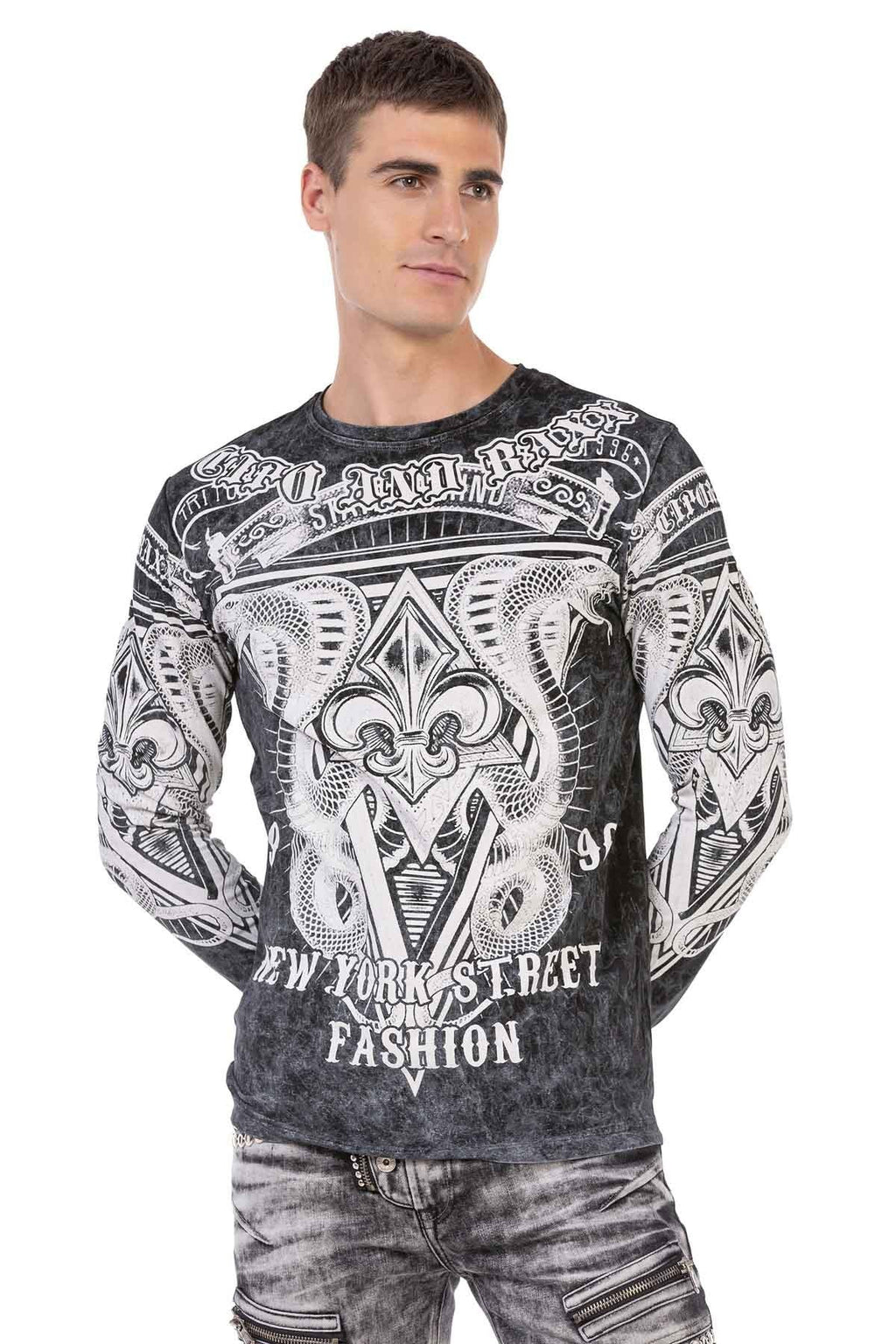 CL449 Washed Print Lightweight Men's Sweatshirt