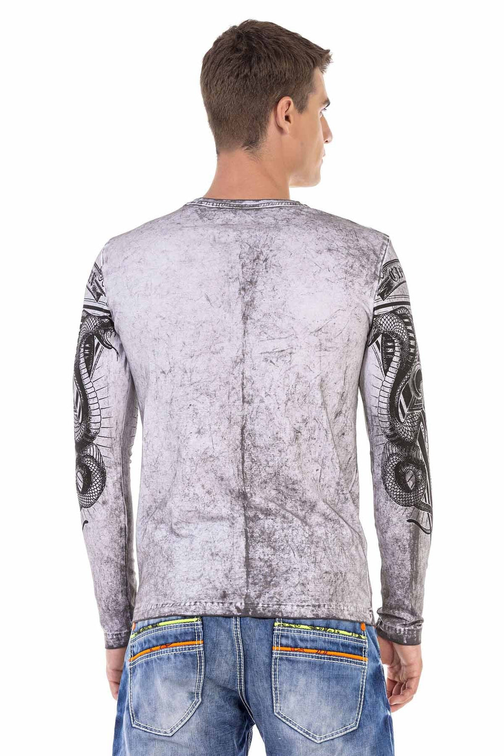 CL449 Washed Print Lightweight Men's Sweatshirt