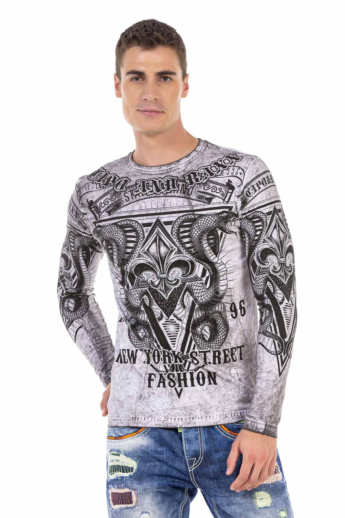 CL449 Washed Print Lightweight Men's Sweatshirt