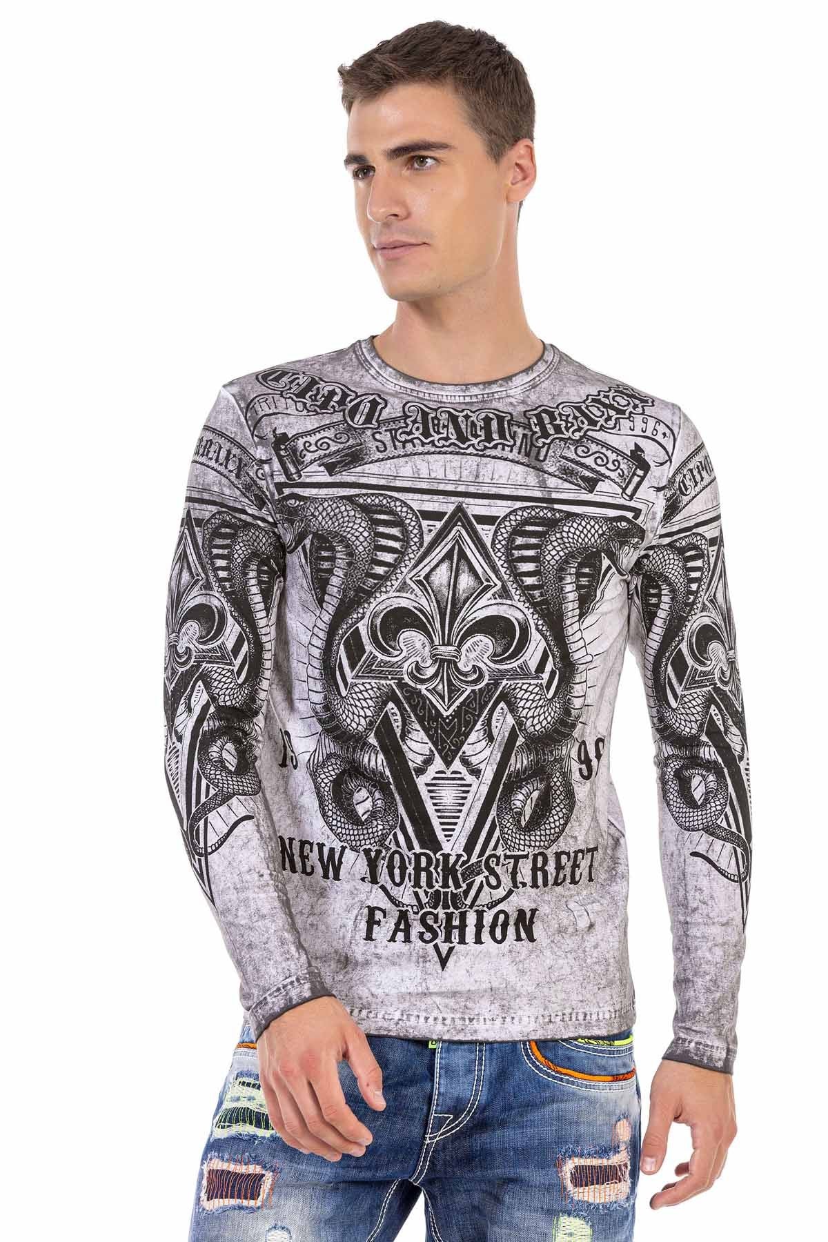 CL449 Washed Print Lightweight Men's Sweatshirt