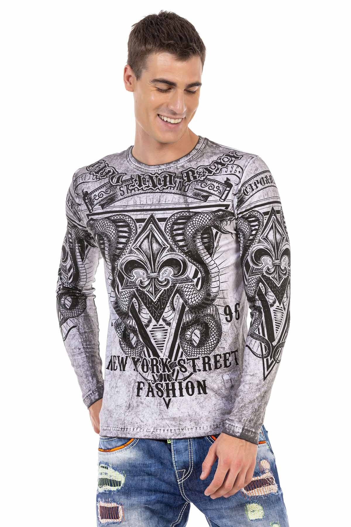 CL449 Washed Print Lightweight Men's Sweatshirt