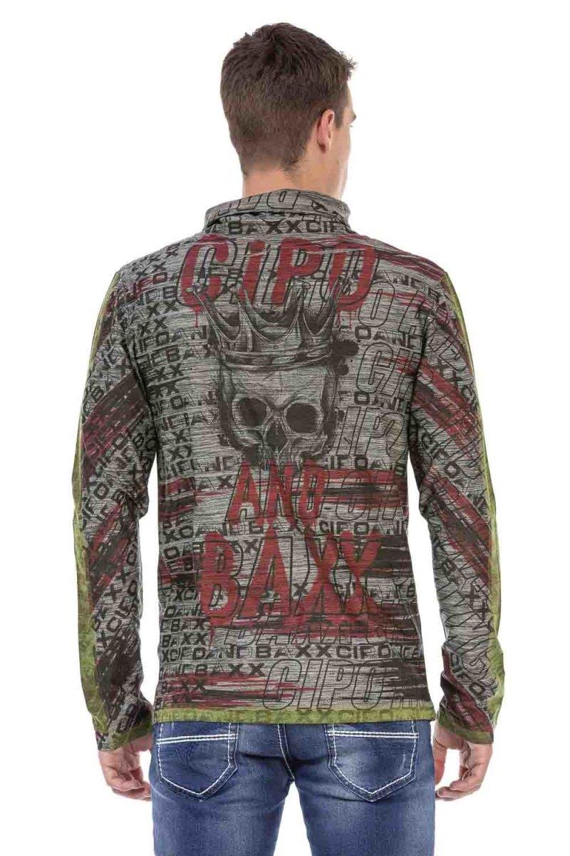 CL468 Shawl Collar Patterned Sweatshirt
