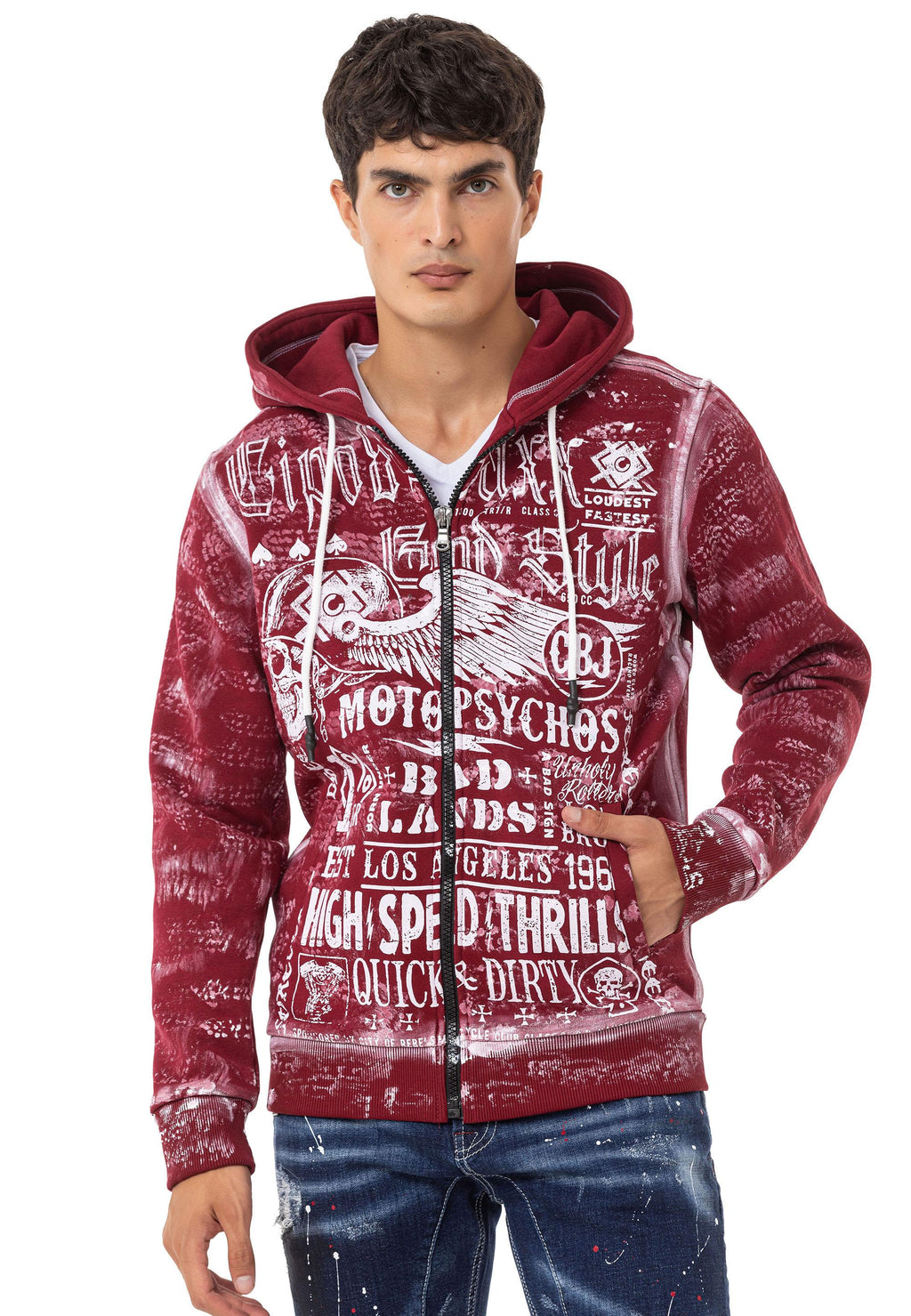 CL544 Men's Zip Hooded Sweatshirt – Zip-Up Hoodie, Everyday Sport Relaxed Fit
