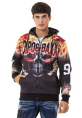 CL546 Skull & Flame Print Men's Zip Sweatshirt