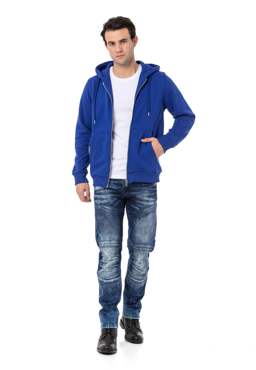 CL556 Men's Basic Zip Sweatshirt – Everyday Relaxed Fit, Soft Texture Zip Hoodie
