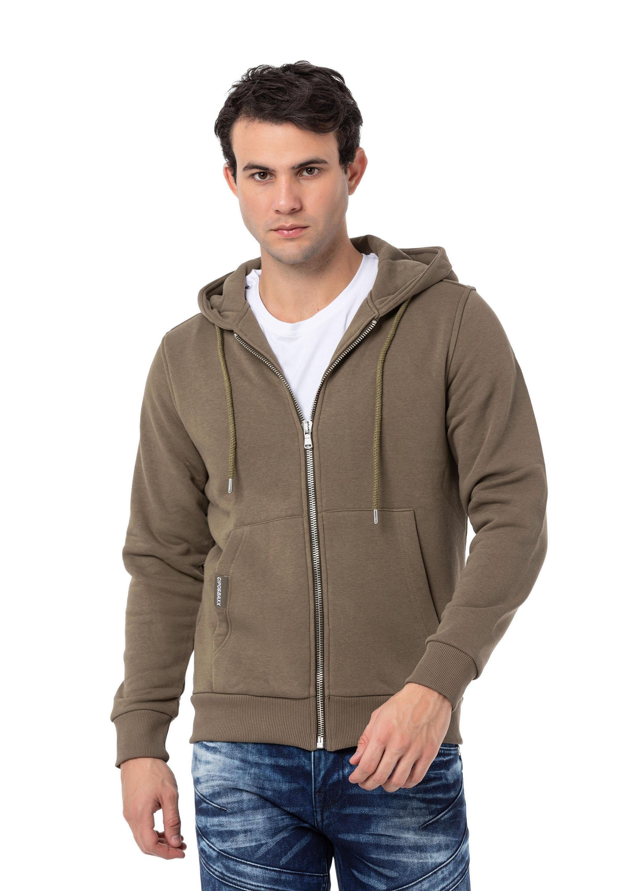 CL556 Men's Basic Zip Sweatshirt – Everyday Relaxed Fit, Soft Texture Zip Hoodie