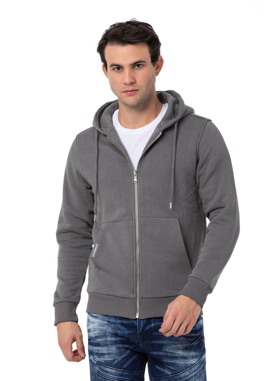 CL556 Men's Basic Zip Sweatshirt – Everyday Relaxed Fit, Soft Texture Zip Hoodie