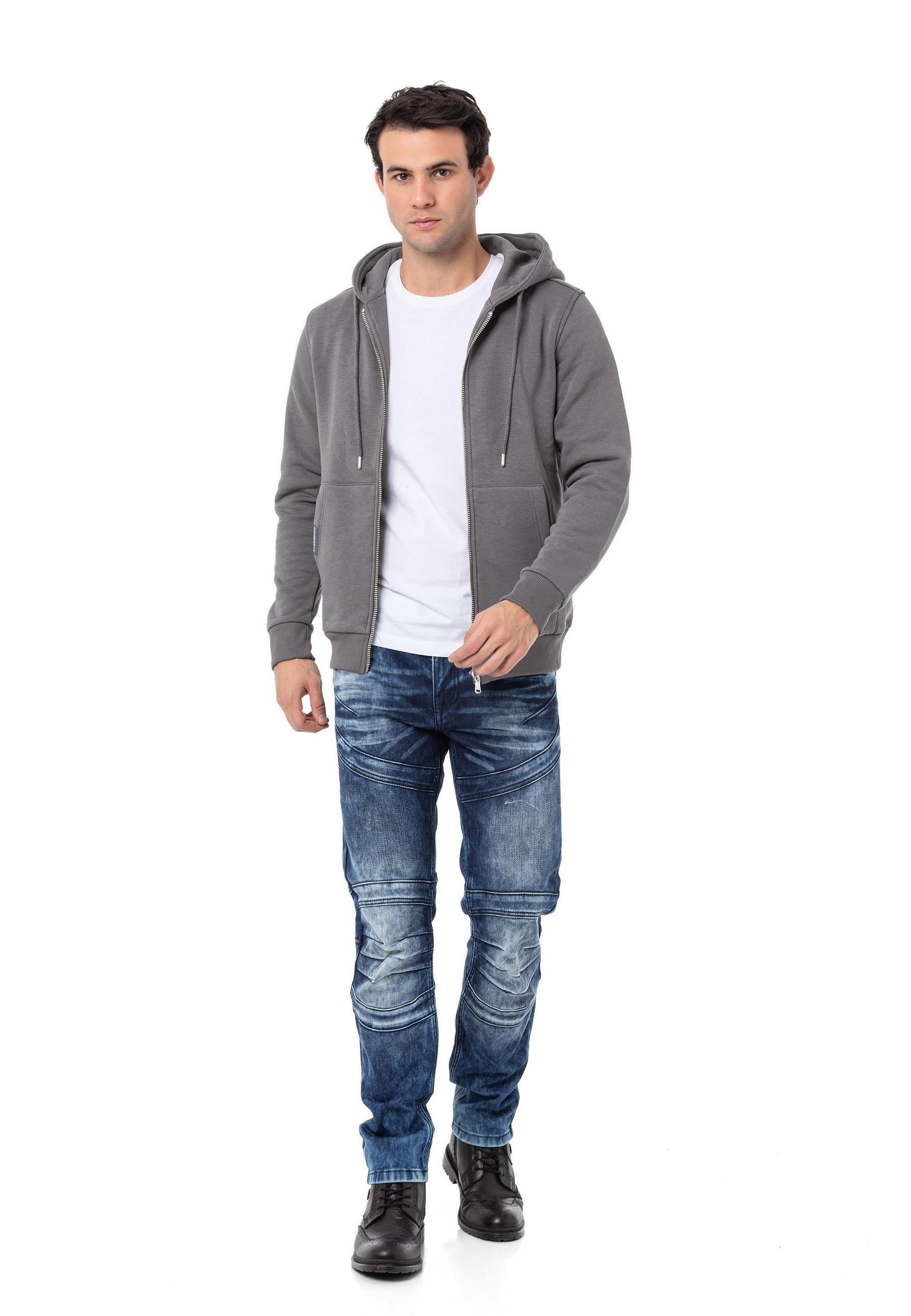 CL556 Men's Basic Zip Sweatshirt – Everyday Relaxed Fit, Soft Texture Zip Hoodie
