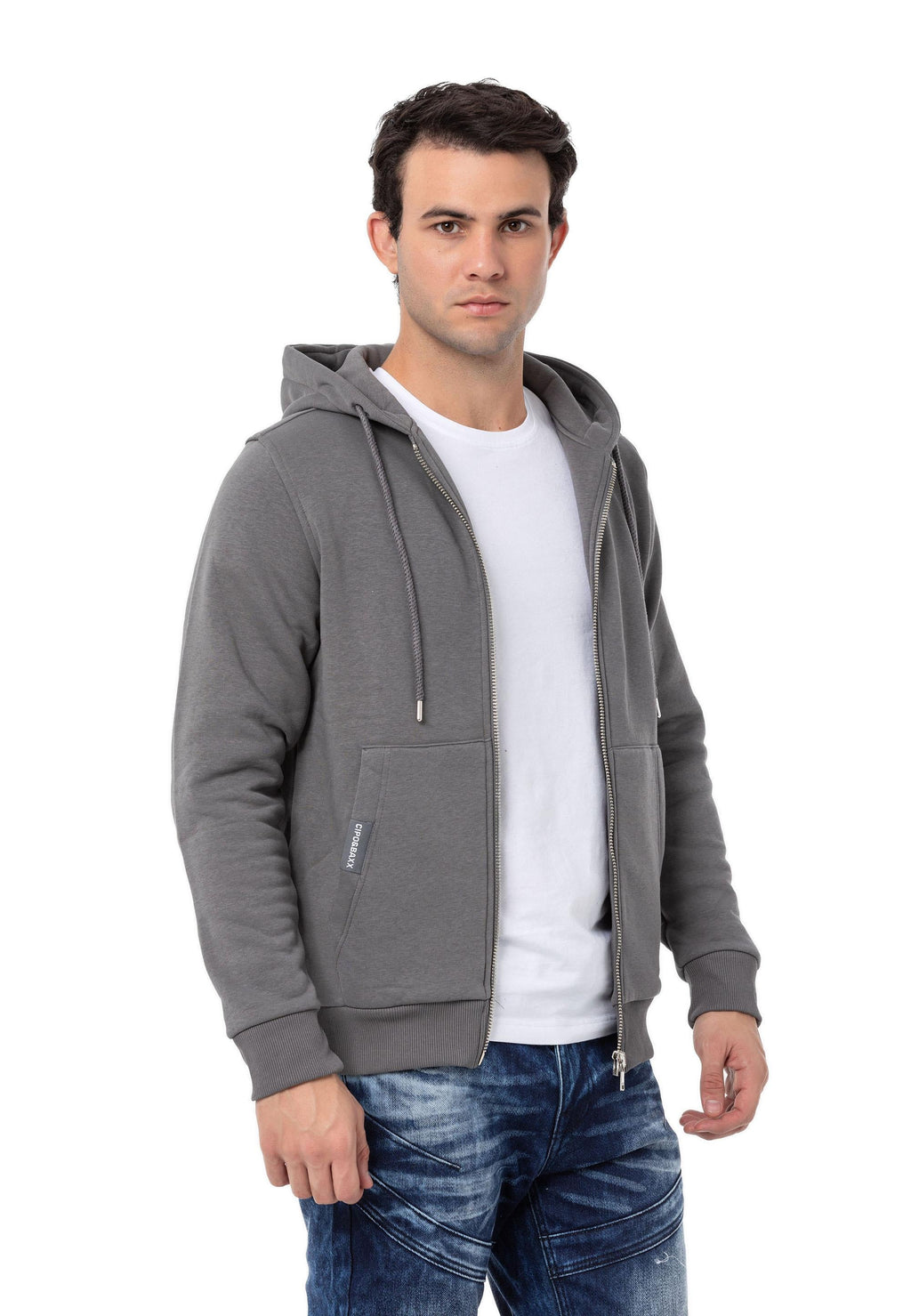 CL556 Men's Basic Zip Sweatshirt – Everyday Relaxed Fit, Soft Texture Zip Hoodie