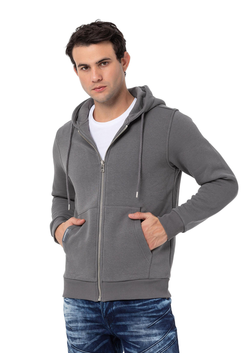 CL556 Men's Basic Zip Sweatshirt – Everyday Relaxed Fit, Soft Texture Zip Hoodie