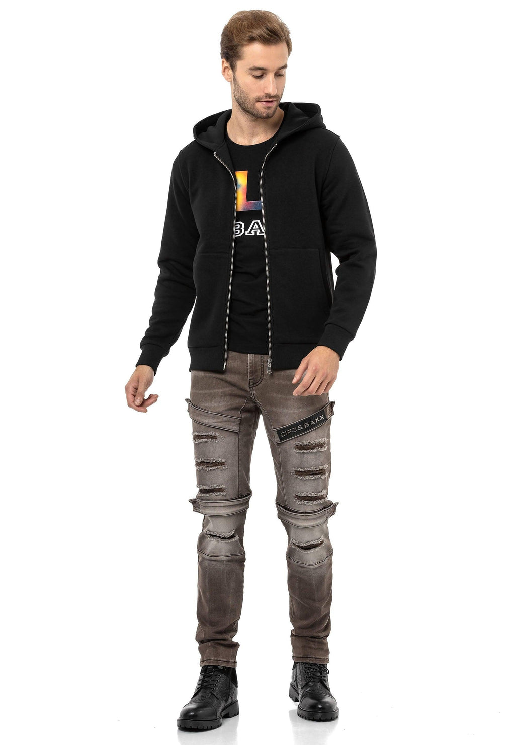 CL556 Men's Basic Zip Sweatshirt – Everyday Relaxed Fit, Soft Texture Zip Hoodie