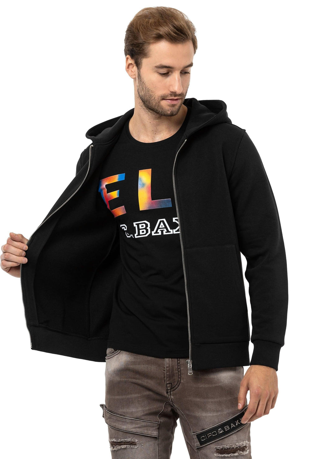 CL556 Men's Basic Zip Sweatshirt – Everyday Relaxed Fit, Soft Texture Zip Hoodie