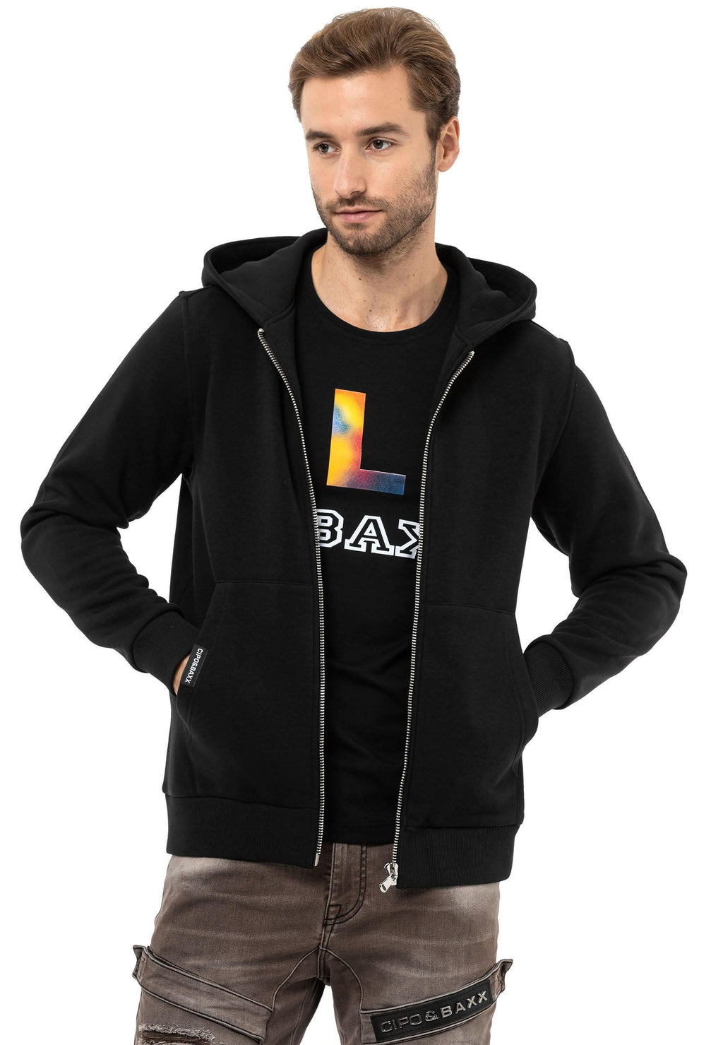 CL556 Men's Basic Zip Sweatshirt – Everyday Relaxed Fit, Soft Texture Zip Hoodie
