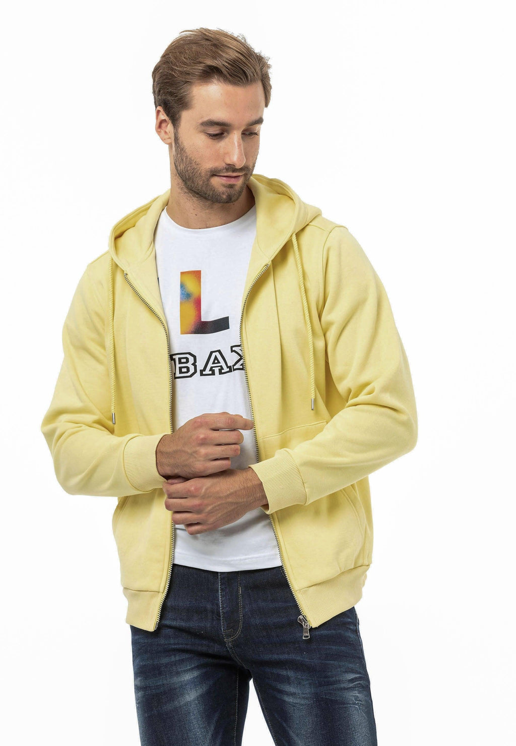 CL556 Men's Basic Zip Sweatshirt – Everyday Relaxed Fit, Soft Texture Zip Hoodie