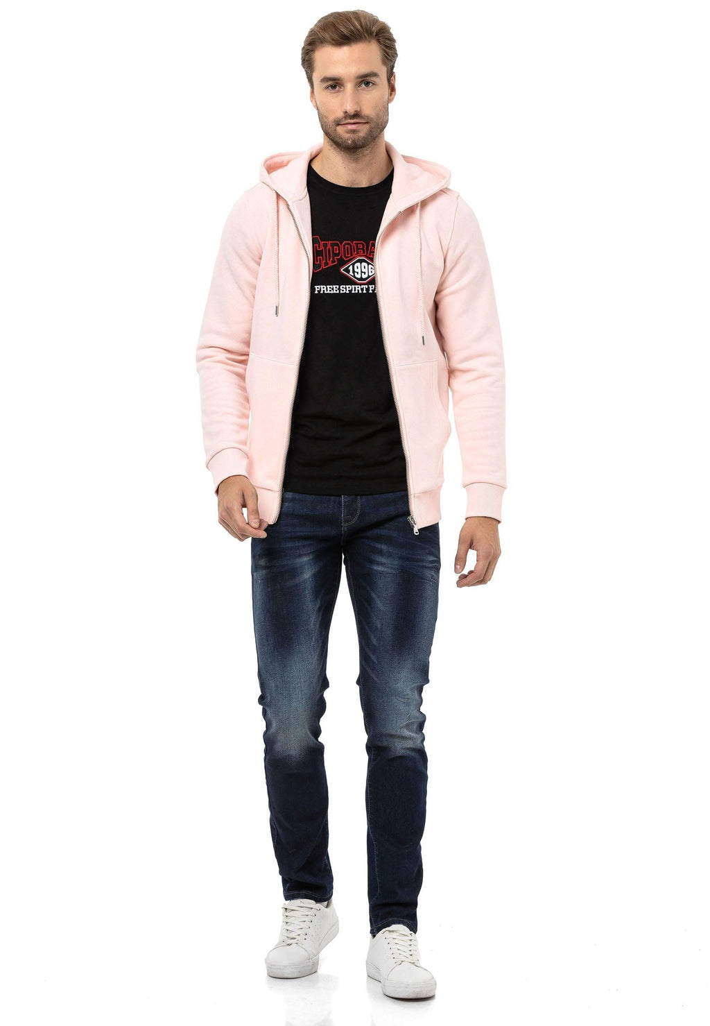 CL556 Men's Basic Zip Sweatshirt – Everyday Relaxed Fit, Soft Texture Zip Hoodie