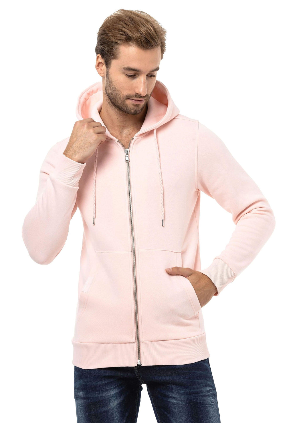 CL556 Men's Basic Zip Sweatshirt – Everyday Relaxed Fit, Soft Texture Zip Hoodie