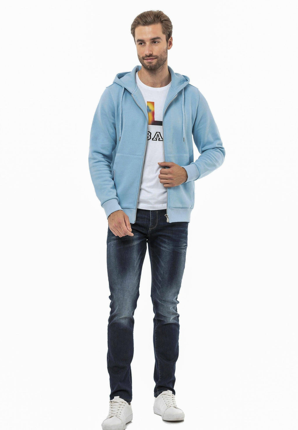 CL556 Men's Basic Zip Sweatshirt – Everyday Relaxed Fit, Soft Texture Zip Hoodie