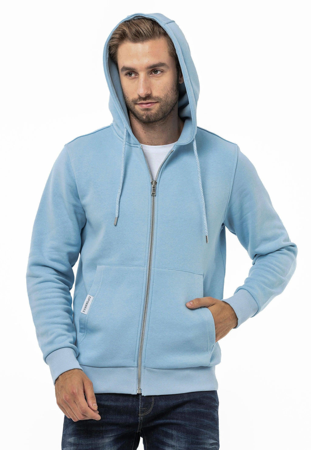 CL556 Men's Basic Zip Sweatshirt – Everyday Relaxed Fit, Soft Texture Zip Hoodie