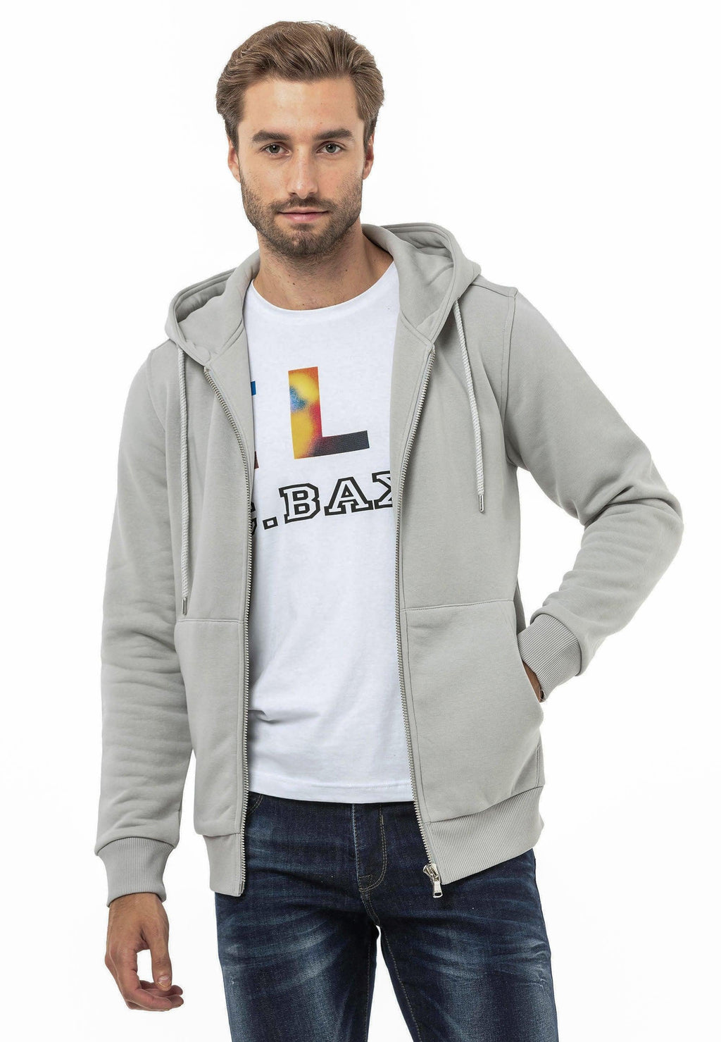 CL556 Men's Basic Zip Sweatshirt – Everyday Relaxed Fit, Soft Texture Zip Hoodie