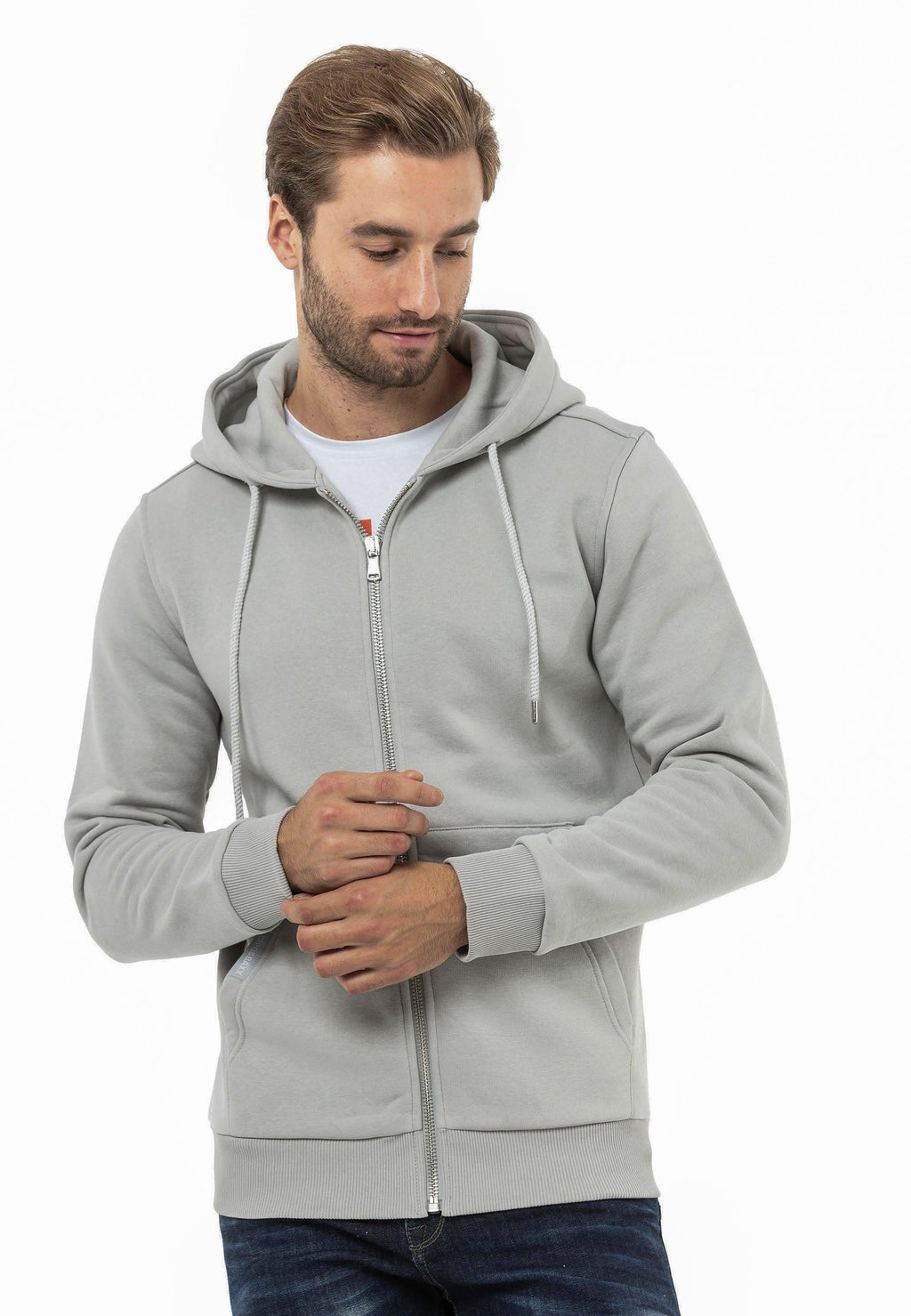 CL556 Men's Basic Zip Sweatshirt – Everyday Relaxed Fit, Soft Texture Zip Hoodie