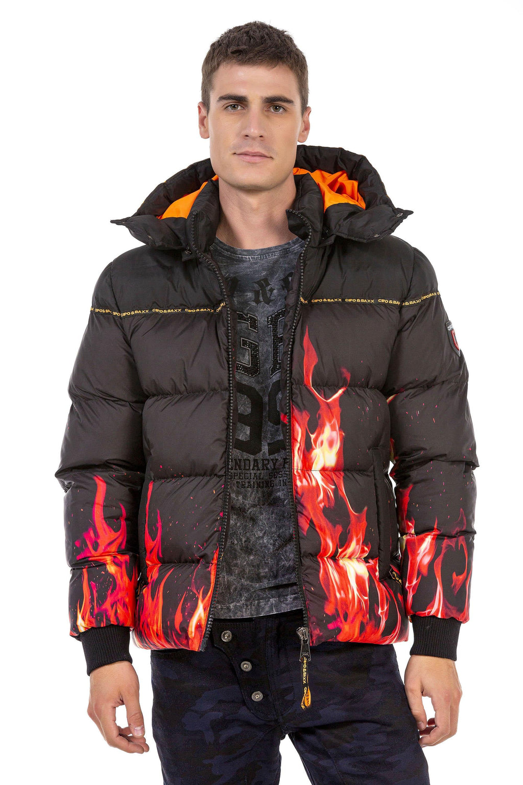 CM181 Flame Pattern Winter Men's Jacket