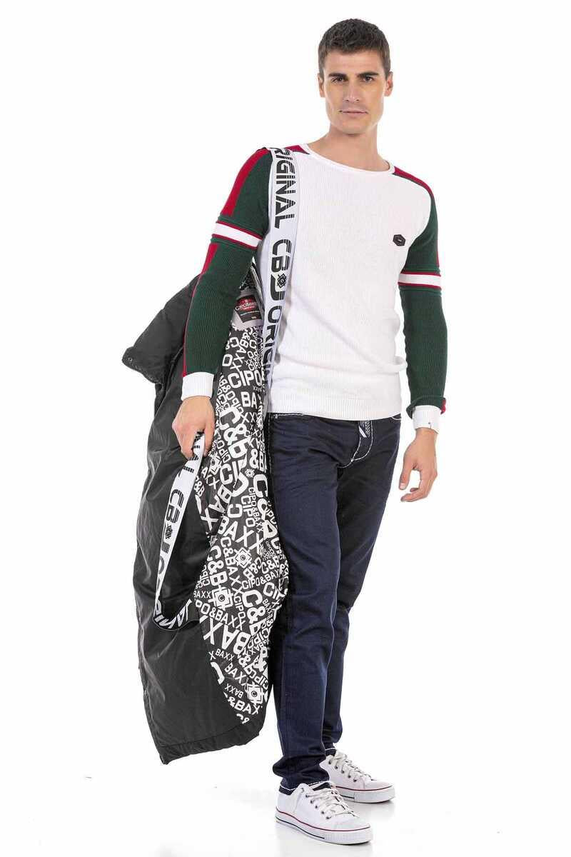 CM195 Patterned Lining Long Puffer Jacket