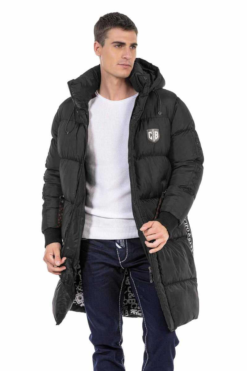 CM195 Patterned Lining Long Puffer Jacket