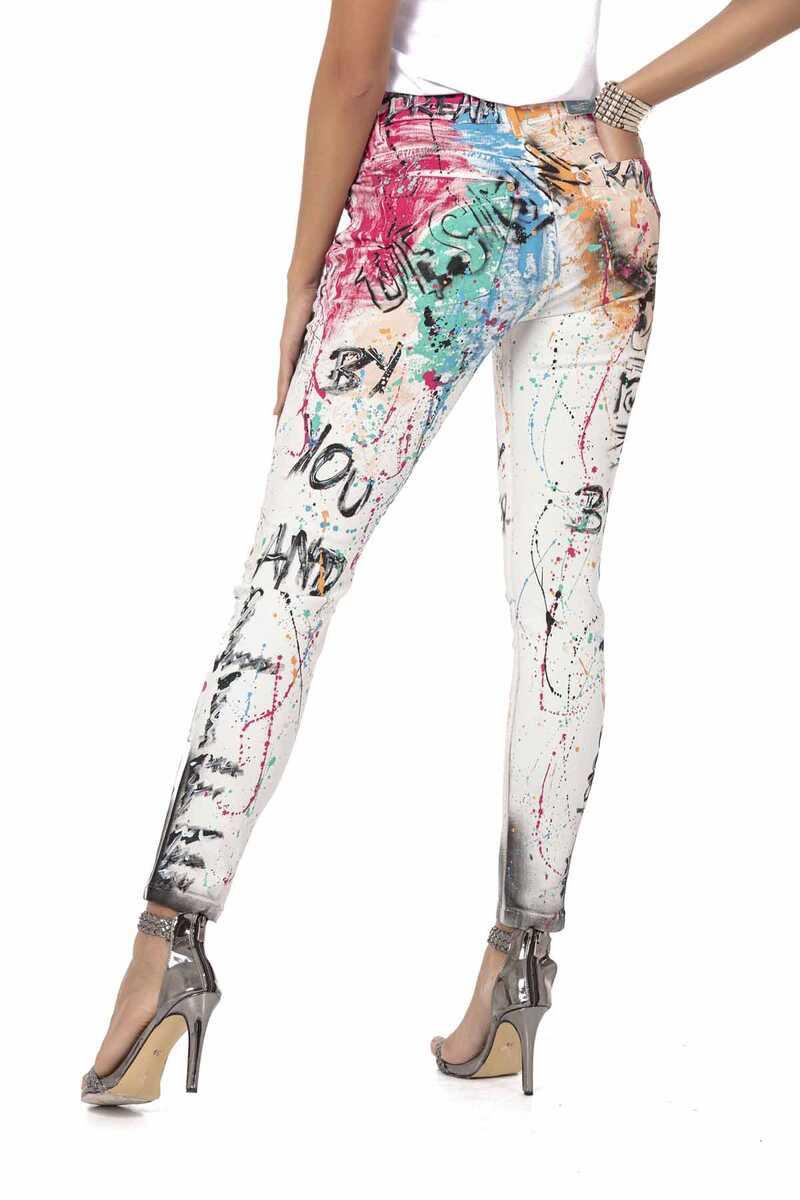 WD472 White Hand-Painted Women's Jeans