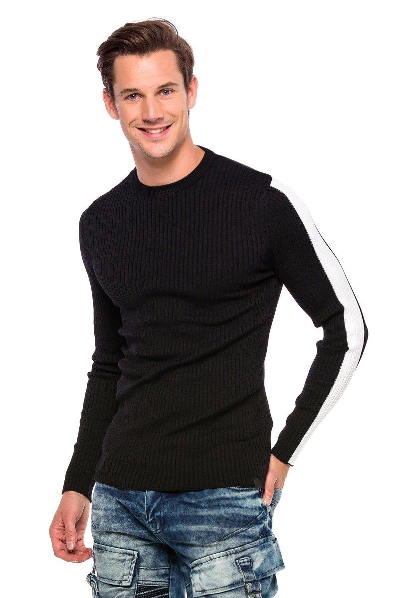 CP194 Striped Sleeve Knit Sweater