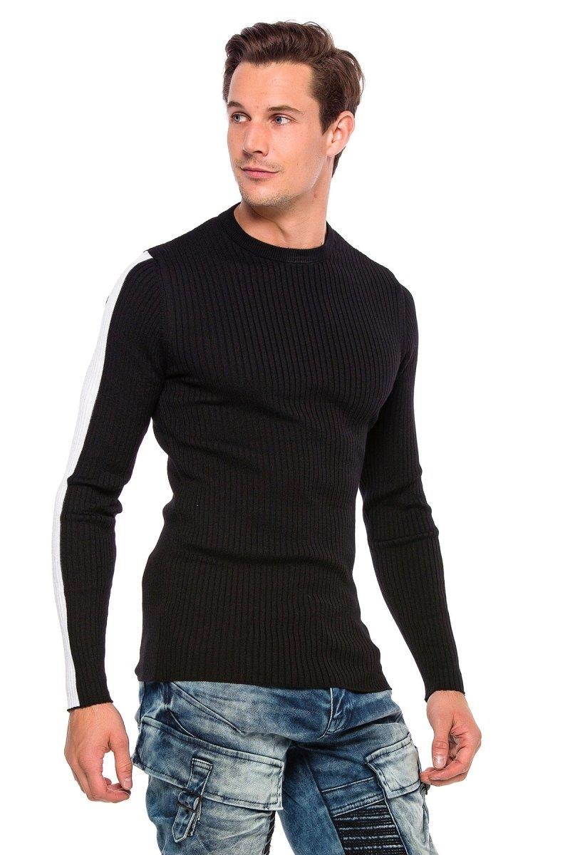 CP194 Striped Sleeve Knit Sweater