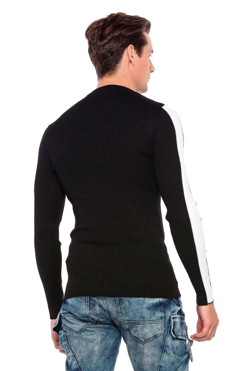 CP194 Striped Sleeve Knit Sweater