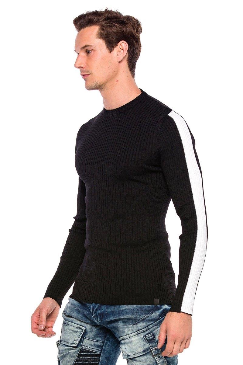 CP194 Striped Sleeve Knit Sweater