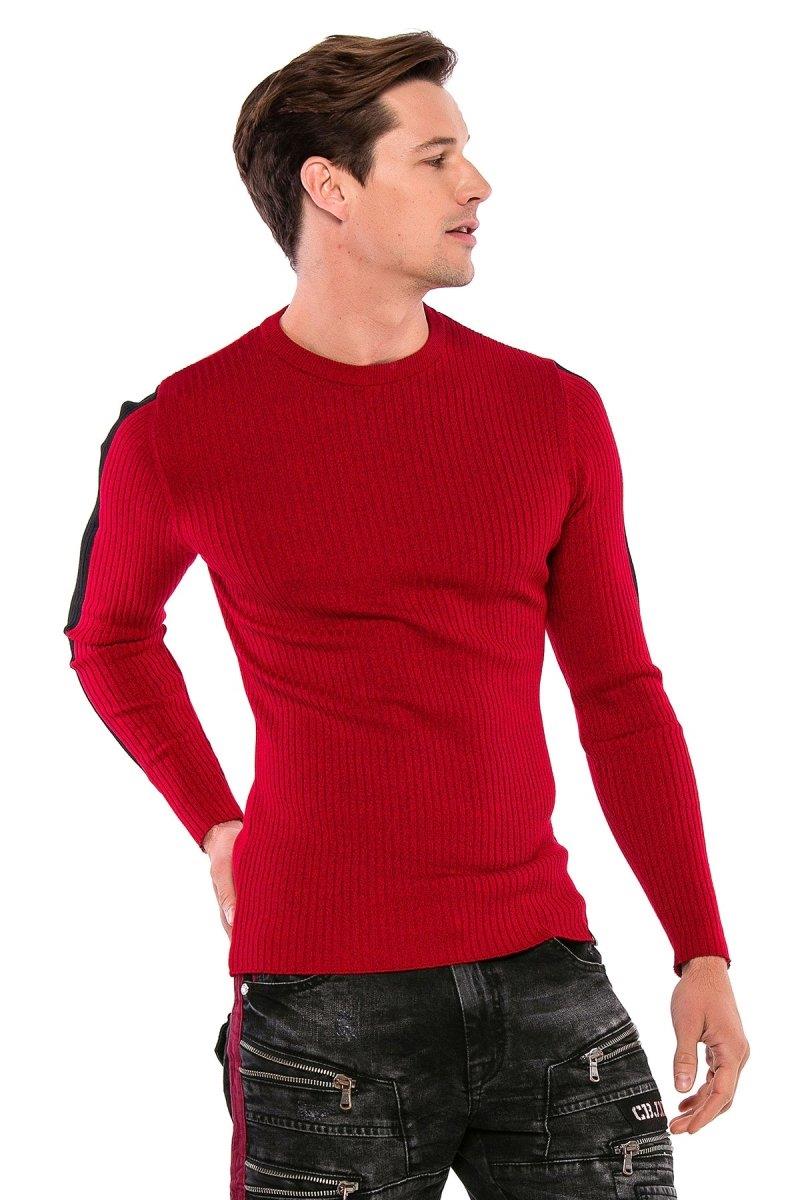 CP194 Striped Sleeve Knit Sweater