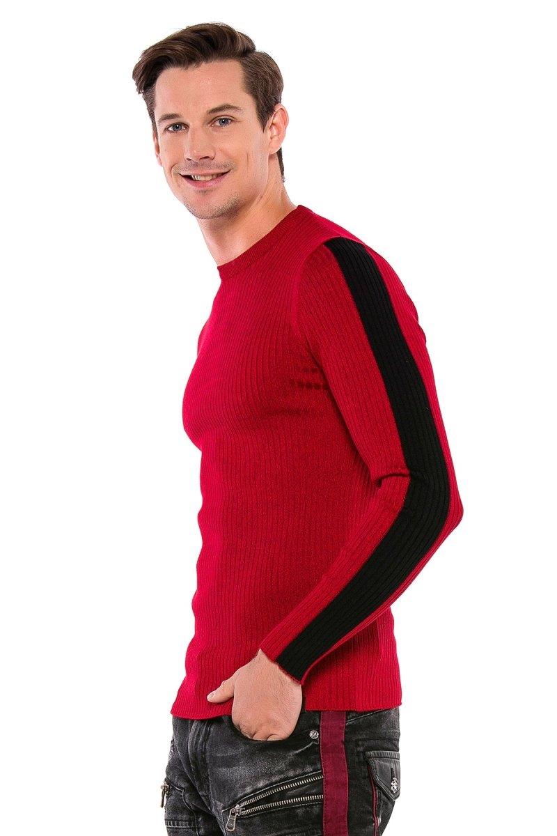 CP194 Striped Sleeve Knit Sweater