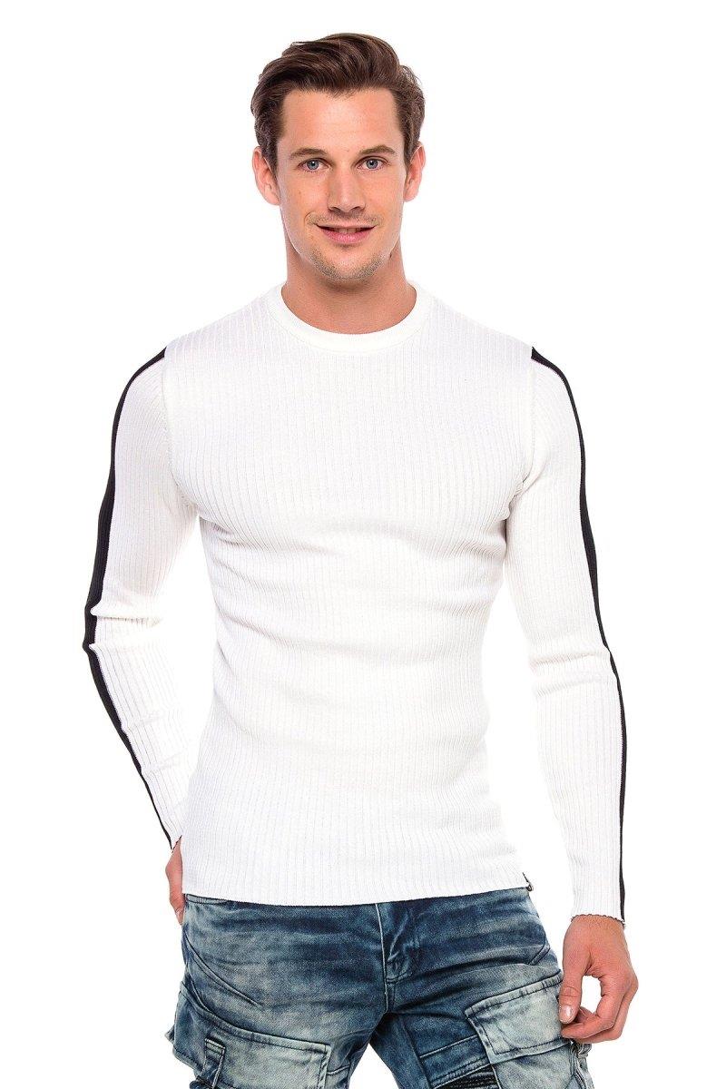 CP194 Striped Sleeve Knit Sweater
