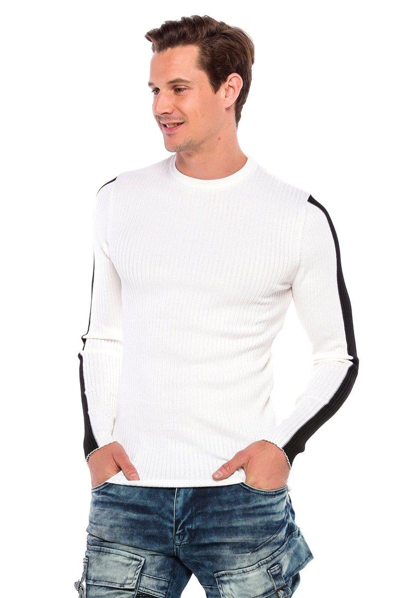 CP194 Striped Sleeve Knit Sweater