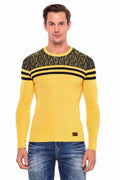 CP199 Shoulder Pattern Horizontal Stripe Knit Sweater