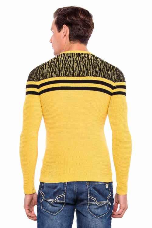CP199 Shoulder Pattern Horizontal Stripe Knit Sweater