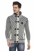 CP213 Fur Collar Zip Heavyweight Wool Slim Fit Sweater