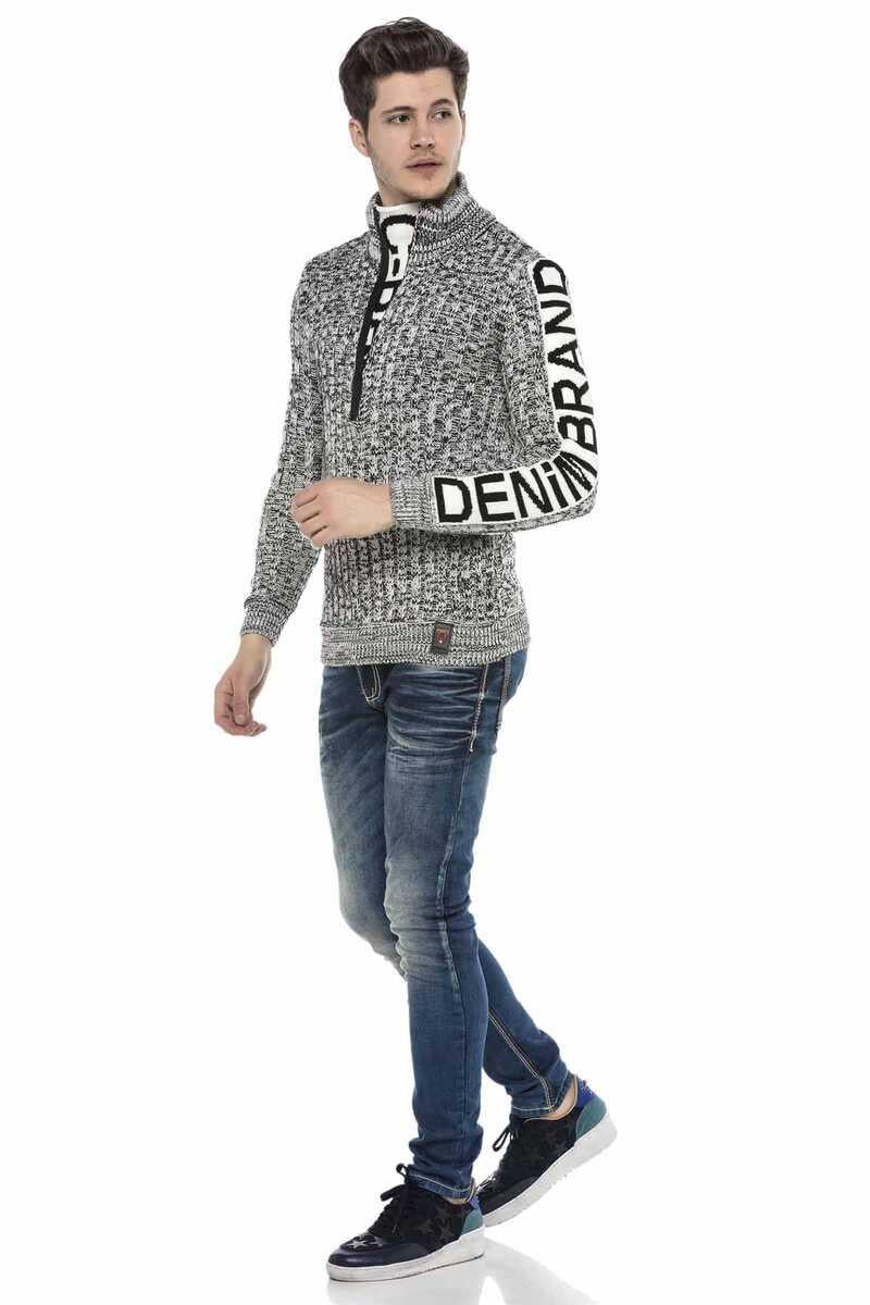 CP216 Half-Zip Collar Textured Sweater