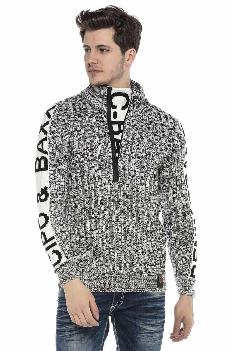CP216 Half-Zip Collar Textured Sweater