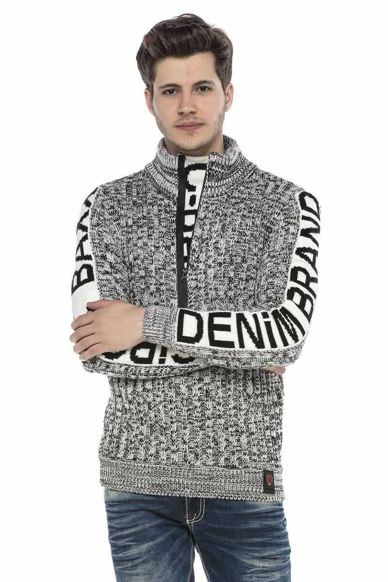 CP216 Half-Zip Collar Textured Sweater