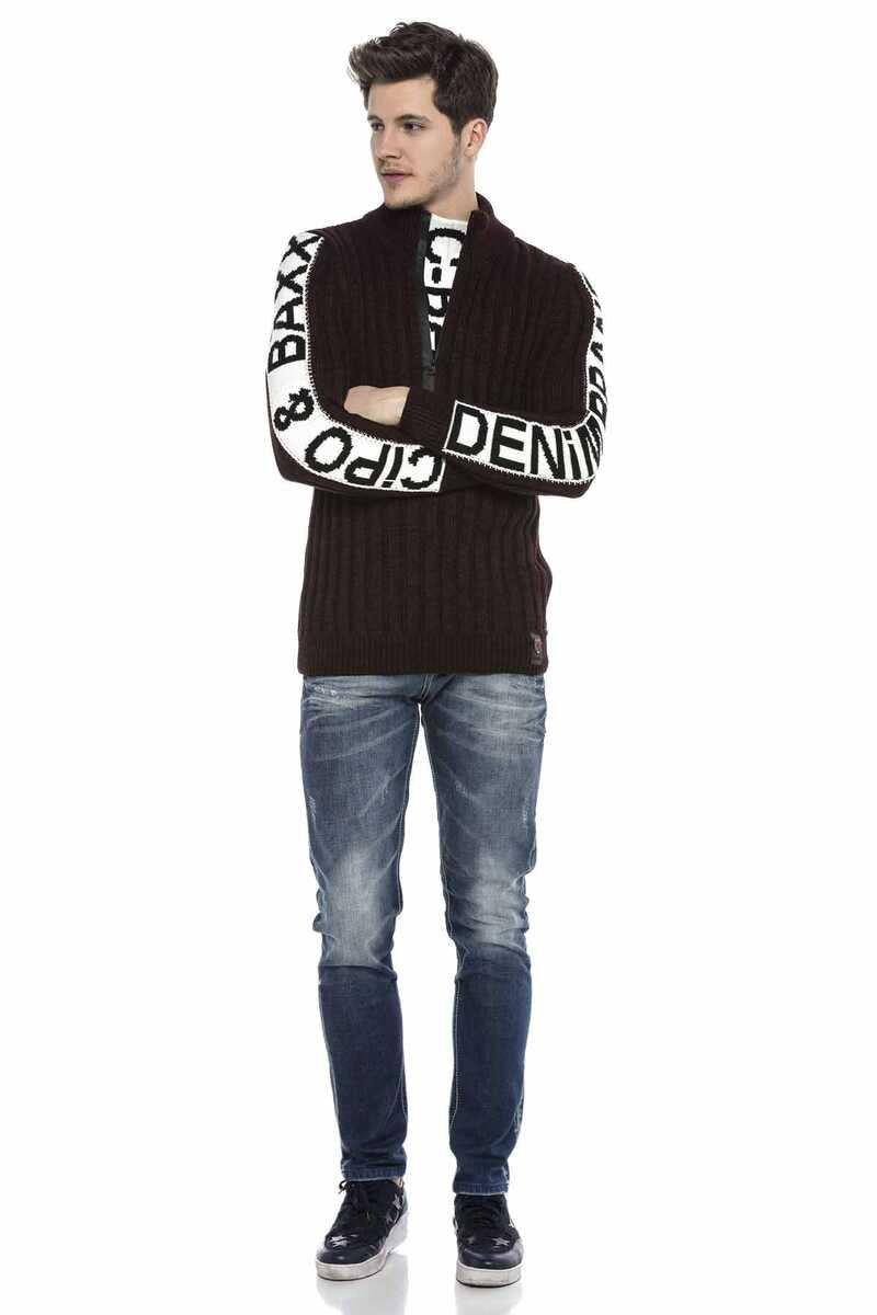 CP216 Half-Zip Collar Textured Sweater