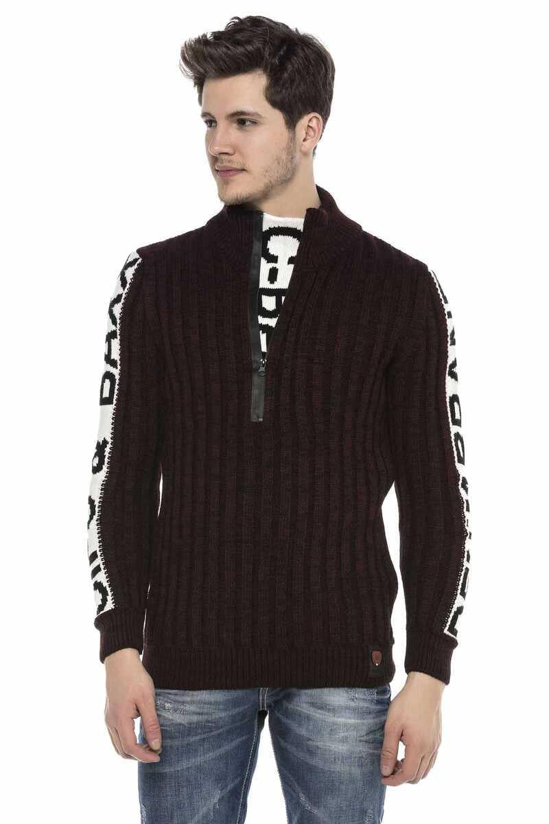 CP216 Half-Zip Collar Textured Sweater