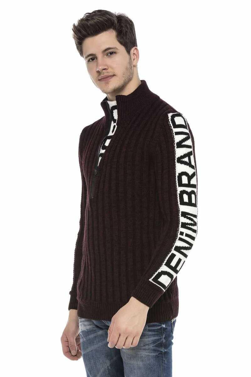CP216 Half-Zip Collar Textured Sweater