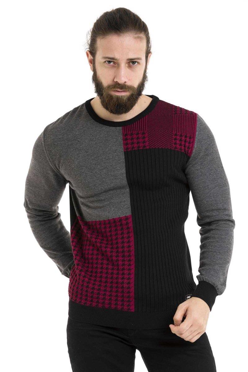 CP263 Round Neck Patterned Men's Knitwear